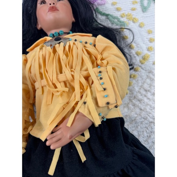 Native American Porcelain Doll with Baby & Accessories Collectible Decor - Picture 9 of 12